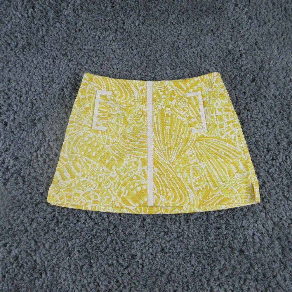 Lilly Pulitzer Skort Womens 4 Yellow White Geometric Back Zip 29x13*